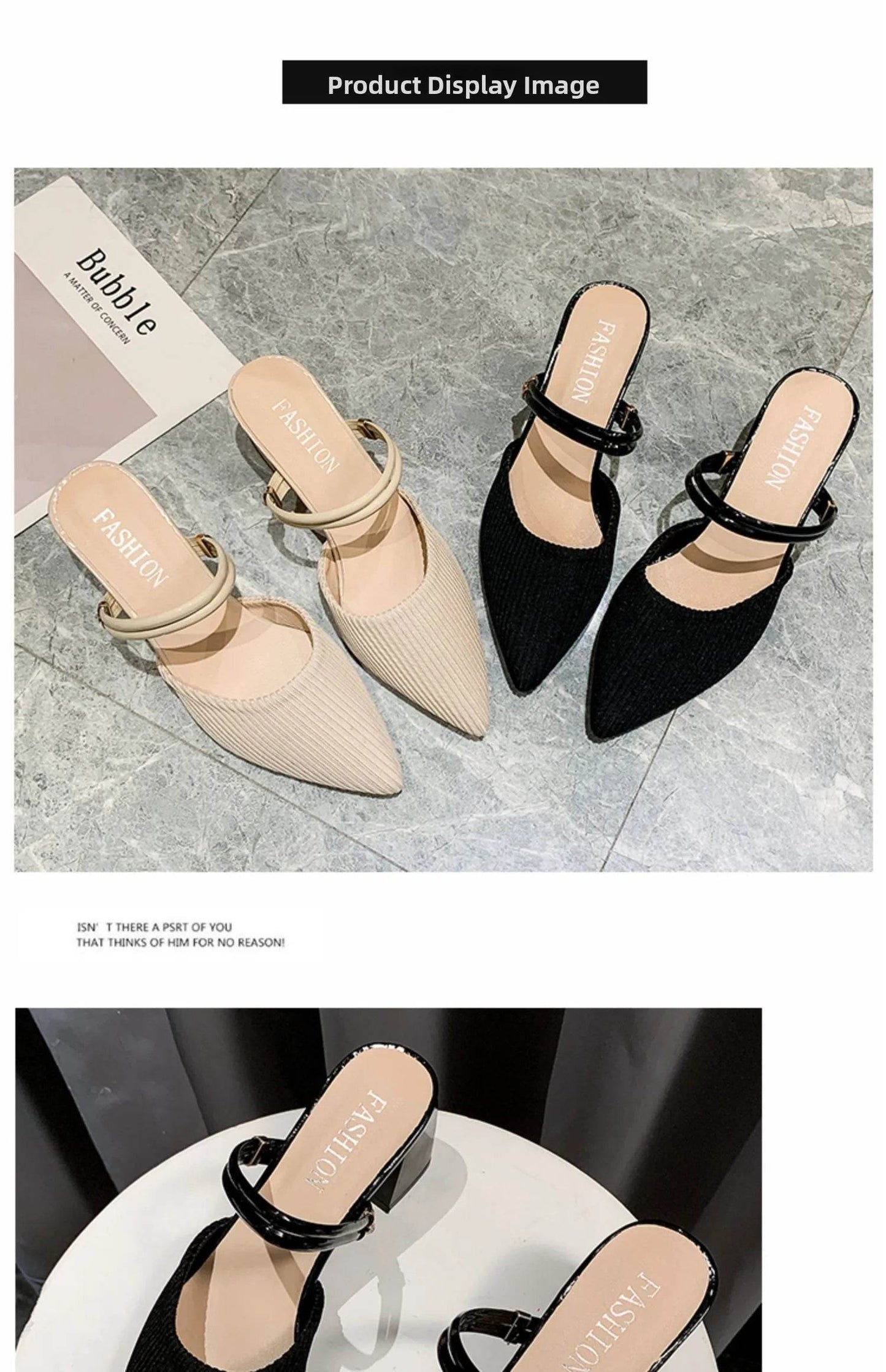 Korean Sle High Heel Sandals Women Summer Outdoor Wear Pointed Toe Double Wear Mules Cover Head f Slip Small Fraance Wind - AIAZ