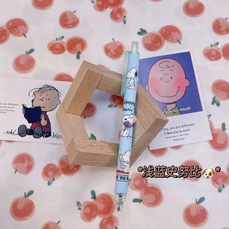 6pcs Snoopy Neutral Pen 0.5mm Black Water Pen for Writing Notebooks Girls CuteSchool Office Supplies Accessories Stationery Gift - AIAZ