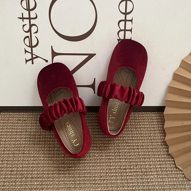 New 2025 Fashion Baby Girls Princess Band Shoes Shallow Velvet Infant Toddler Children Slip on Dance Shoes Soft Sole Flat Shoes