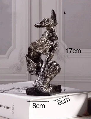 Bronze Silence Is Golden Statue Ornaments Abstract Figure Sculpture Resin Crafts Creative Interior Home Decor Modern Figurines