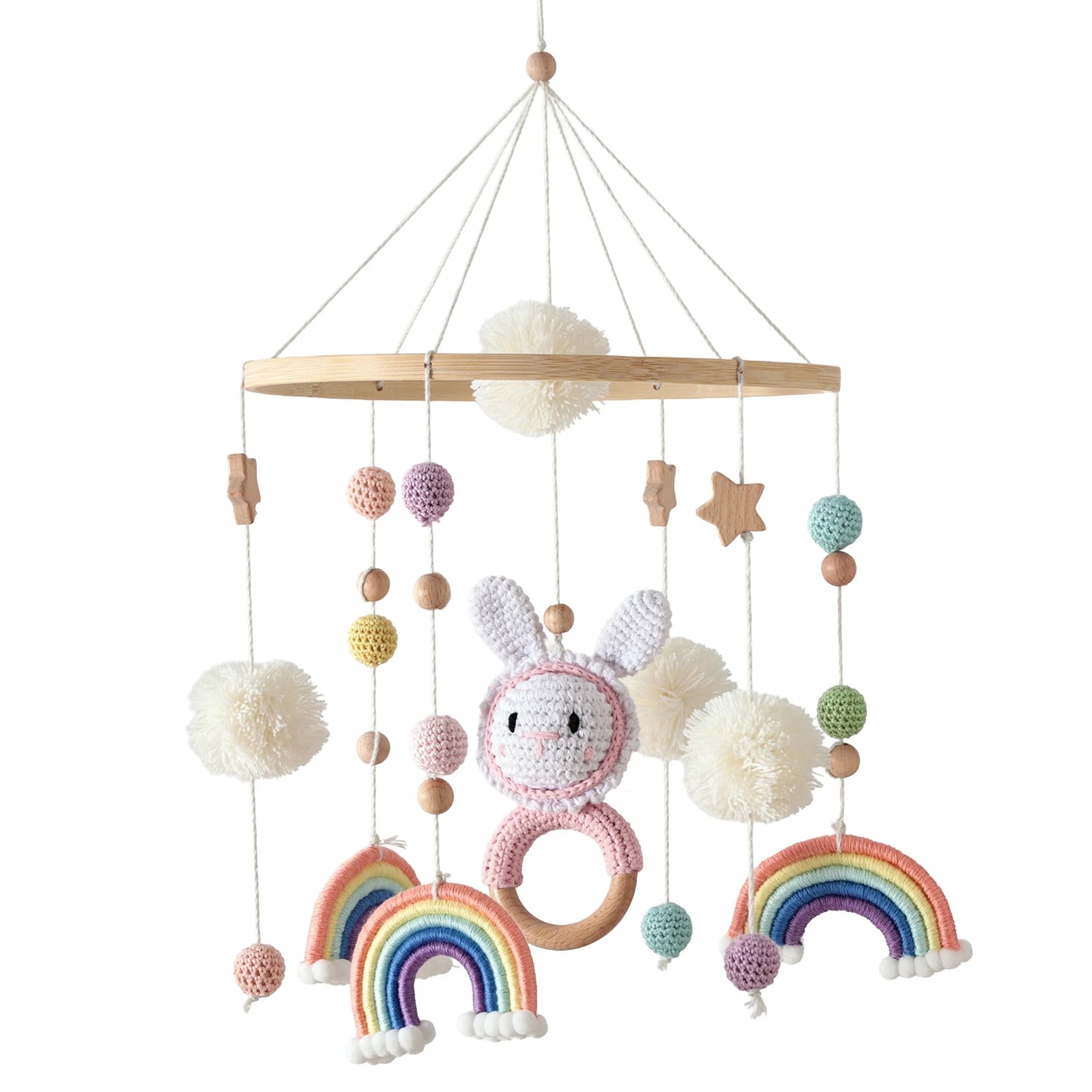 Baby Crib Mobile Wooden Wind Chime Bed Bell, Animal Crib Mobile With Music for Girls and Boys, Mobile for Bassinet Room Decor