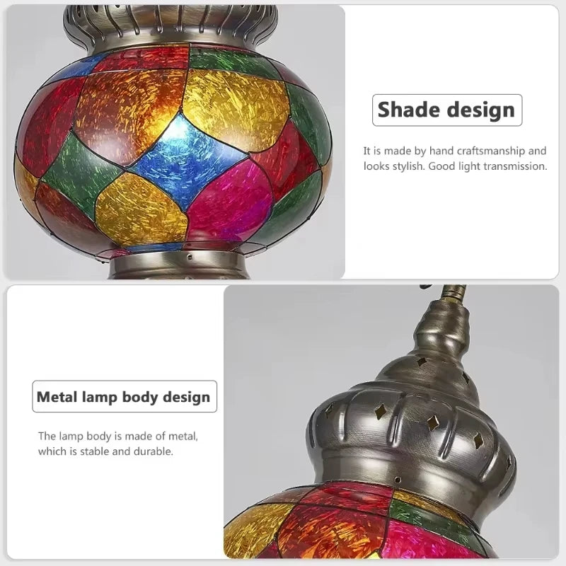 Artpad Turkish Mosaic Chandelier Ceiling Moroccan Living Room Bedroom Colorful Glass Chandelier Lamp Lighting