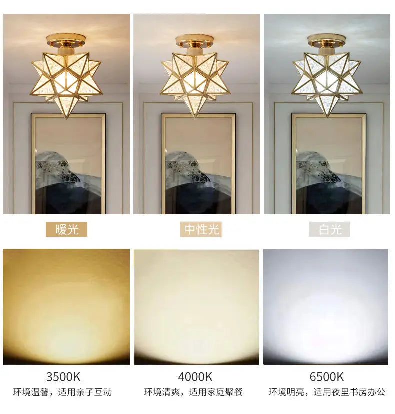 Lamps for Living Room Decor Five-pointed Star Ceiling Modern Balcony Corridor Porch Fashion Network Red Star  Ceiling Light