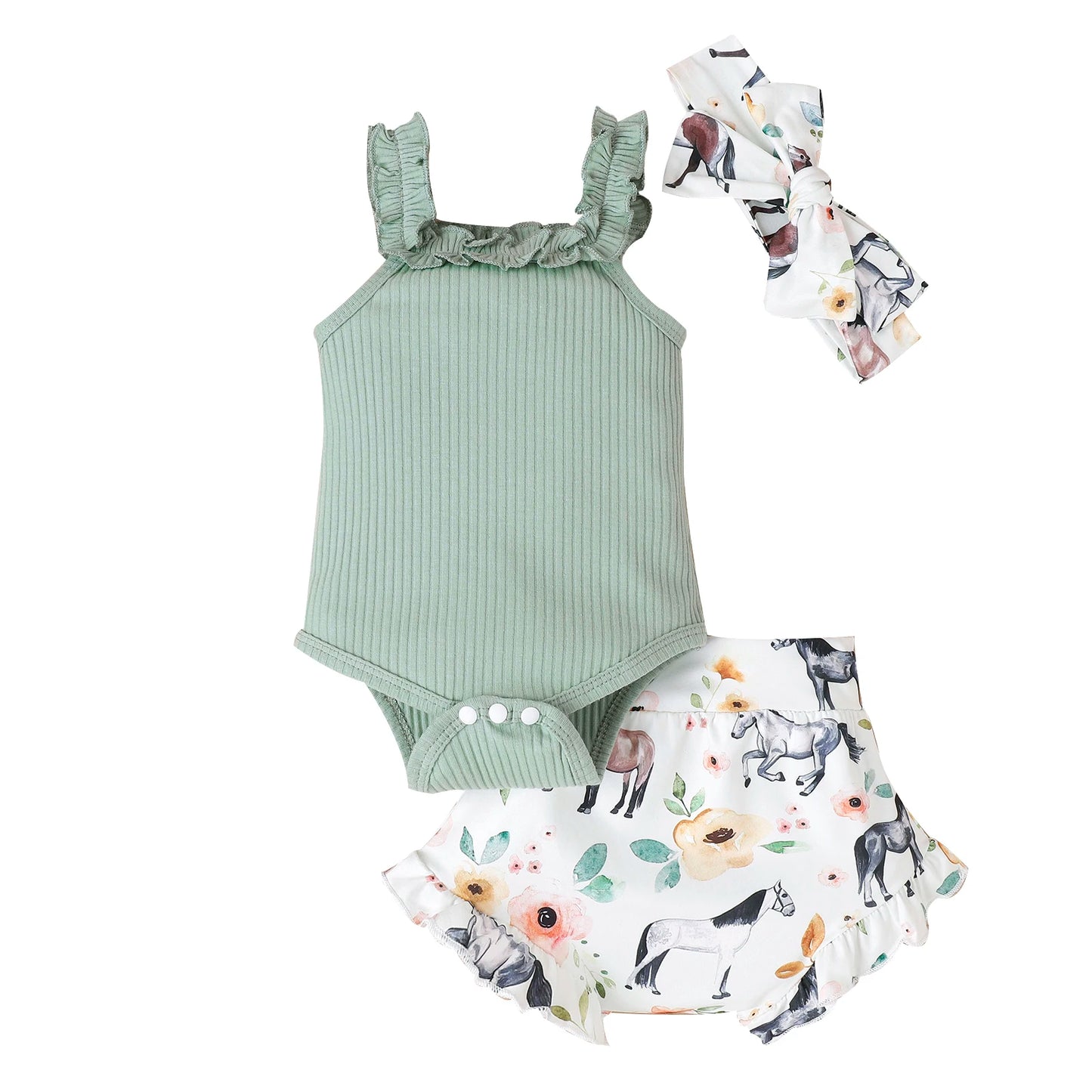 Citgeett Summer Infant Baby Girl Pants Suit Casual Party Off Shoulder Romper Tops + Print Short Pants + HeadBand