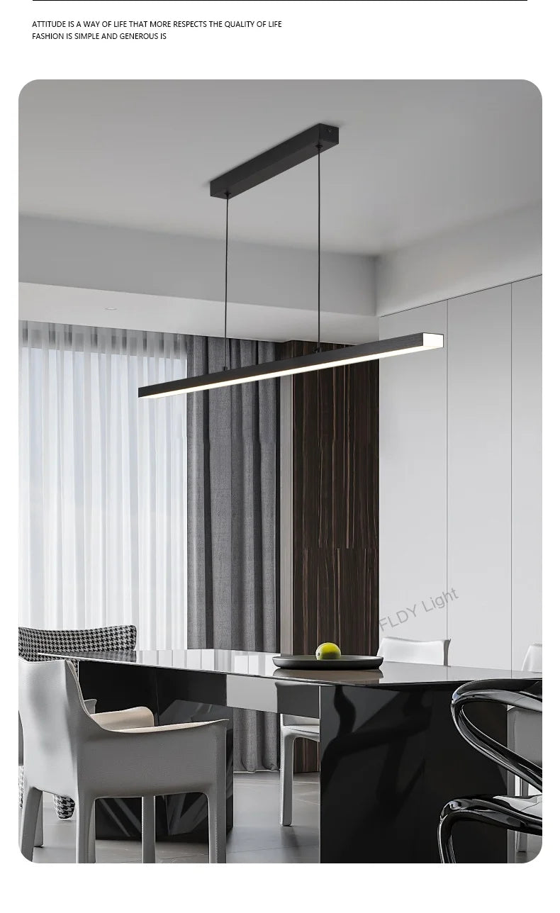 Long strip restaurant chandelier simple modern one-line minimalist ultra-thin bar desk chandelier designer dining table chandeli