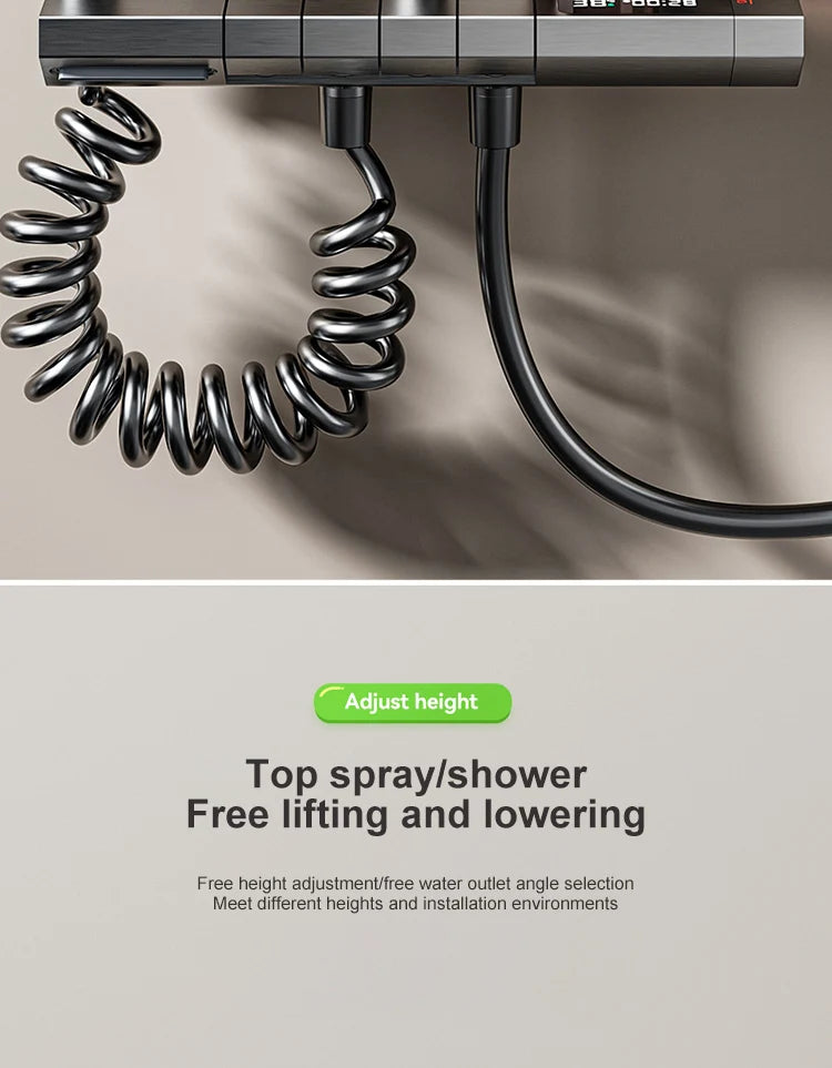 Bathroom Shower Full Set Gray Digital Display Shower System Set  Piano Button With Ambient Light Faucets Shower Head