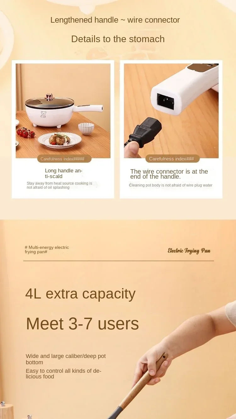 Electric fryer for household use, large capacity intelligent stir frying, multifunctional non stick pan, electric fryer