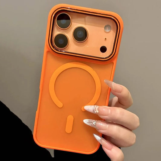 Luxury Matte Magnetic for Magsafe Phone Case for iPhone 17 Pro Max 17 Air Metal Lens Frame Cover for iPhone 16 13 14 15 Pro Max