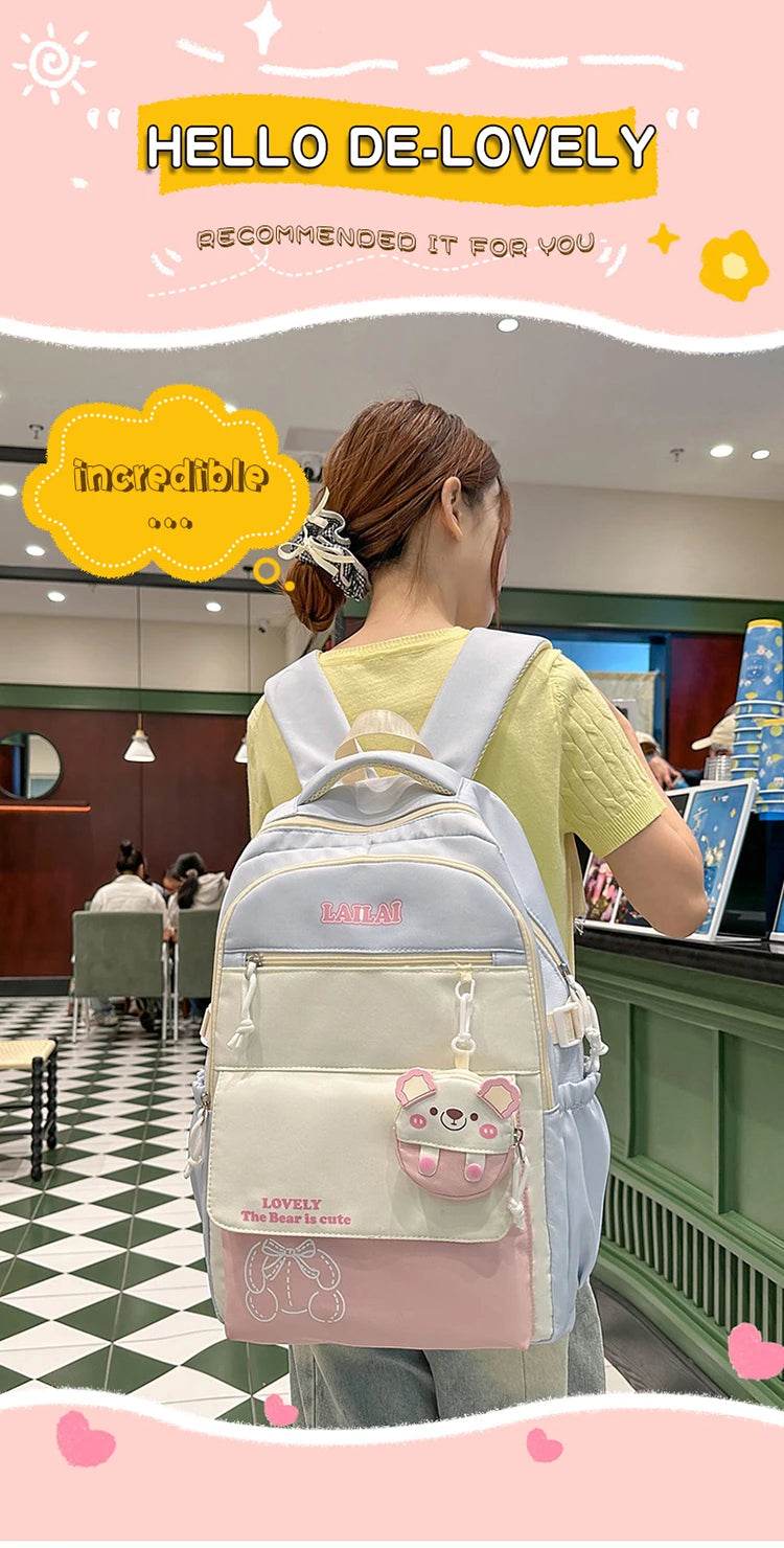Schoolbag, a lightweight and large - capacity backpack designed for junior high school girls, aiming to relieve pressure and pro - AIAZ