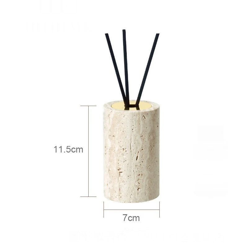 Beige Travertine Bathroom Accessories Set Natural Marble Soap Dispenser Soap Dish Reed Diffuser Vanity Tray Bathroom Set