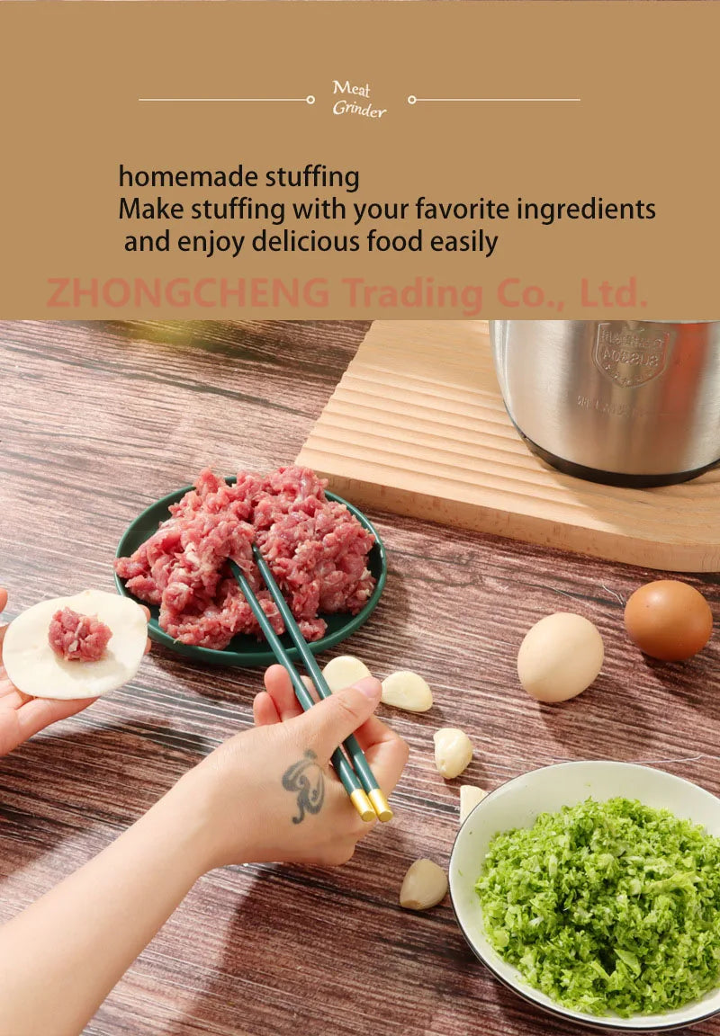 Kitchen household electric meat grinder stainless steel stuffing minced vegetables minced meat mincer small garlic chili cooker