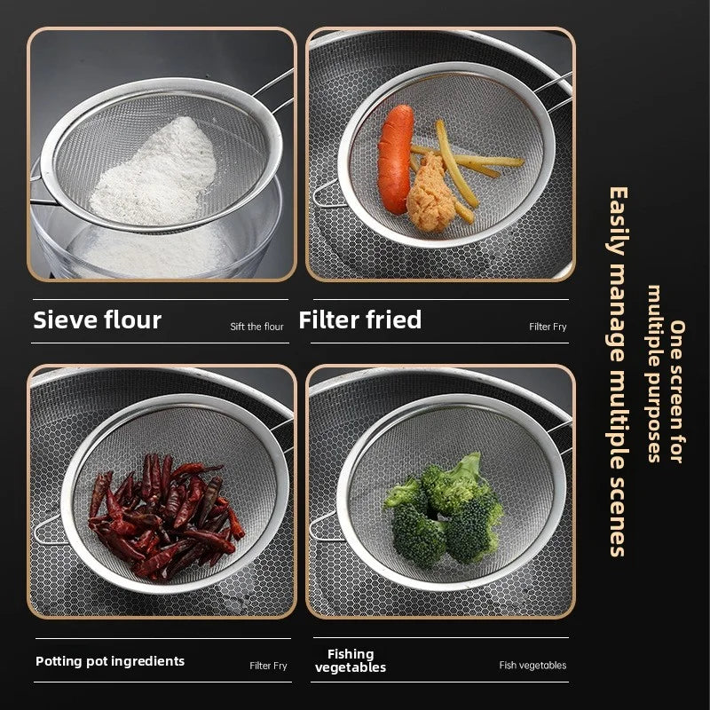 Stainless Steel Sieve Mesh Filter Slotted Spoon Kitchen Essential 3 Pack Fine Food Strainer with Long Handle for Cooking