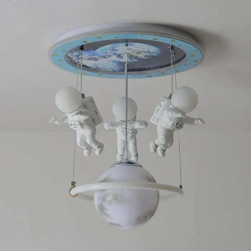 Hot Selling Creative Astronaut Children's Pendant Lights Cartoon Bedroom Lights  Decorative Lighting Fixtures Tri Colored Light