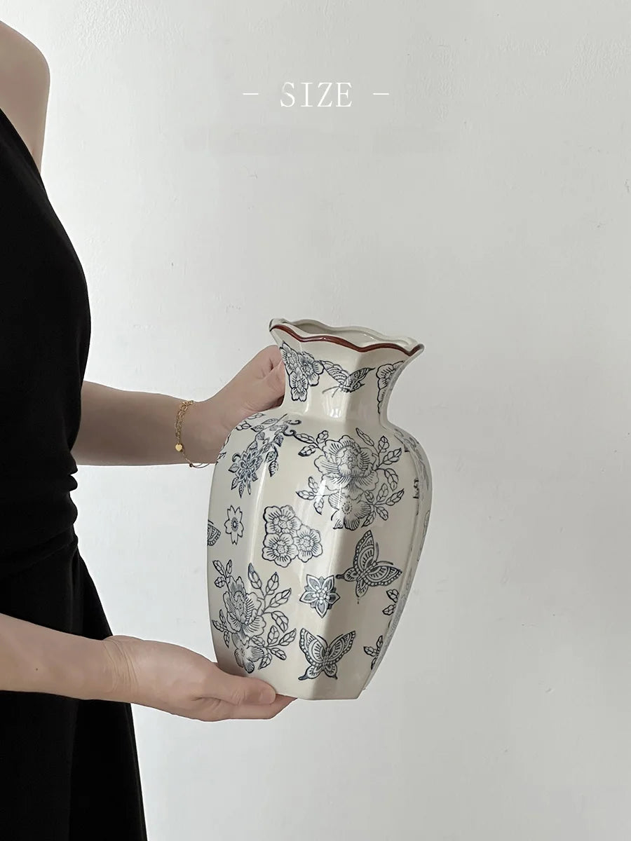 Cerc Flower Vase Decoration Jingdezhen Blue And White Porcelain Living Room Floral Arrangement Desktop Flower Ho...
