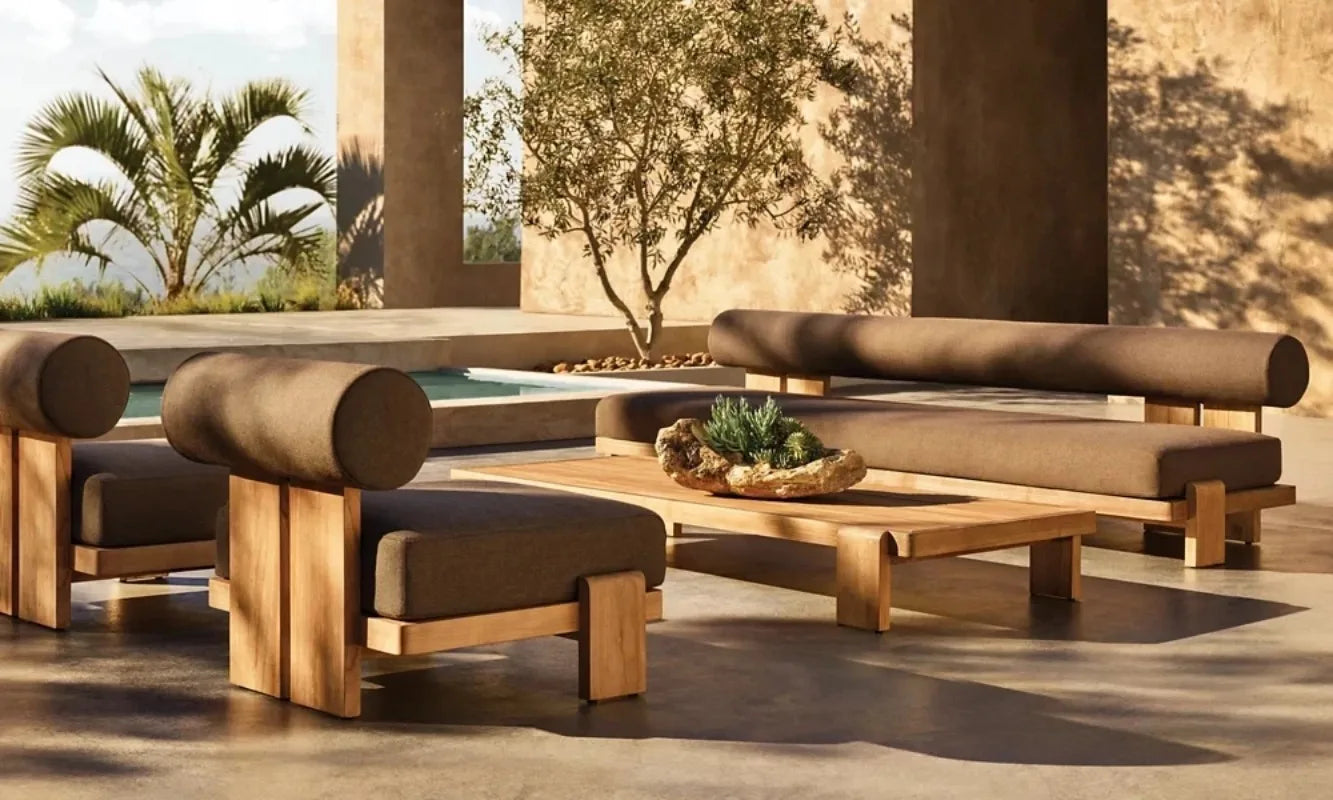 Hotel Patio Garden Sofa Set Teak Outdoor Teak Wooden Sofa Outdoor Furniture Solid Teak Sofa Set