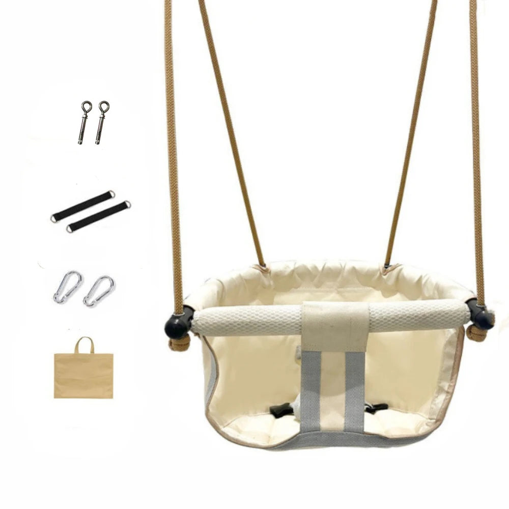 Toddler Swing with Safety Belt fit 3-6 Years Indoor Baby Swing Seat Hanging Swing Chair for Home, Courtyard & Backyard Use