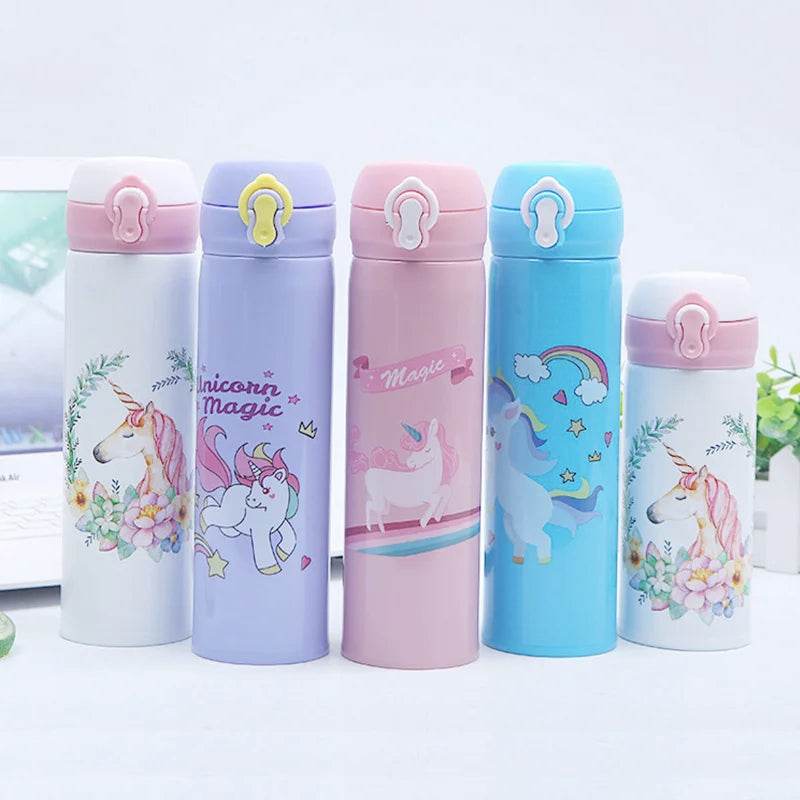 500ML Children's Thermos Bottle Vacuum Water Bottles 304 Stainless Steel Drinking Cartoon Cup School Water Bottle For Girls Kids - AIAZ