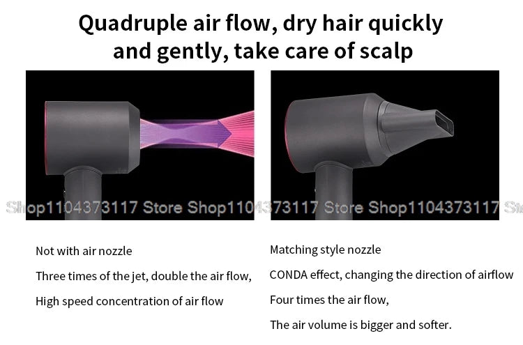 Leafless Hair Dryer New Professional With Flyaway Attachment Negative Ionic Premium Hair Dryers Multifunction Salon Style Tool