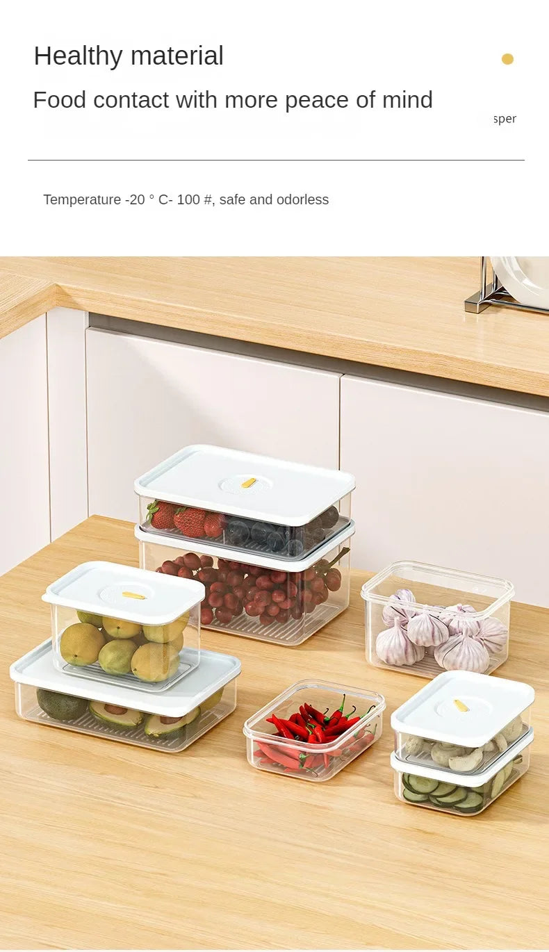 6PCS Thickened Storage Boxes Refrigerator Frozen Meat Dispenser Food Grade Crisper Food Seal Timing Box Kitchen Storage Supplies