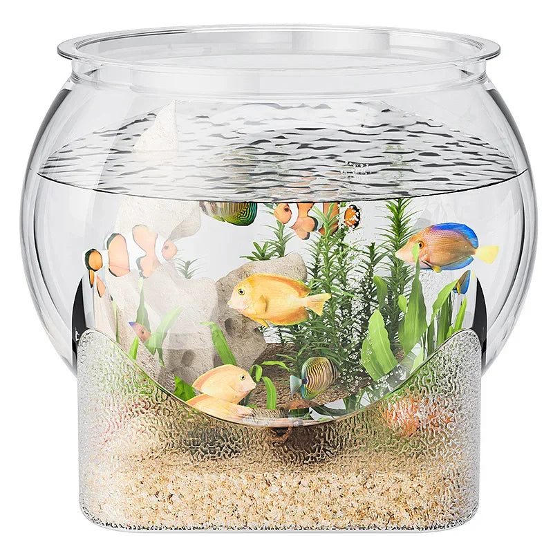 Plastic Sturdy Nicely Betta Fish Bowl Small Aquariums for Small Ornamental Fish and Reptiles High Transparency Glass Good View