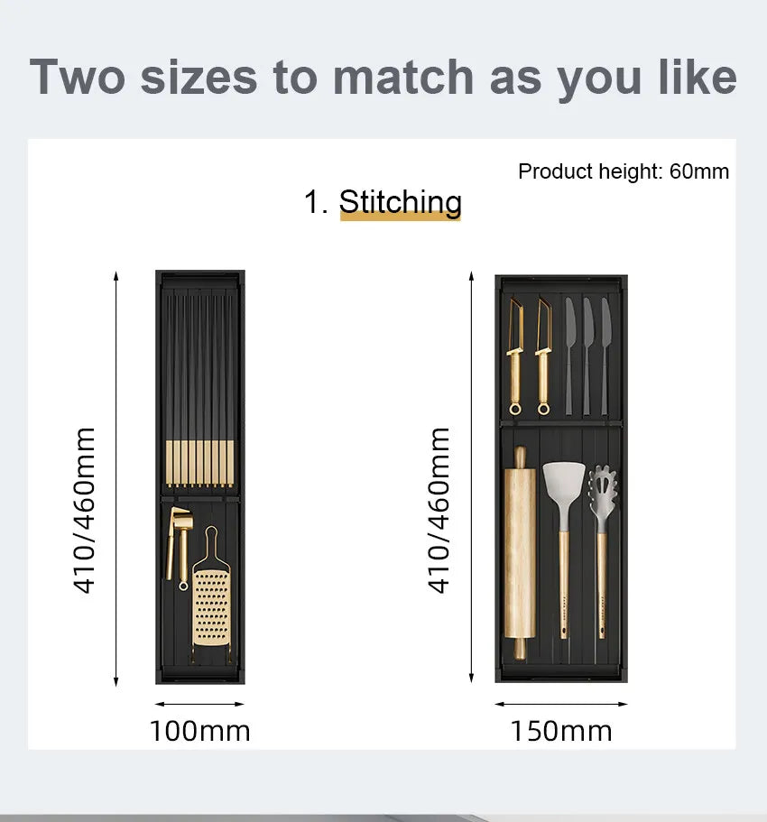 Adjustable Kitchen Dish Rack, Under Cabinet Drawer, Spoon, Chopsticks Storage Holder, Retractable Countertop, Sink Drying Shelf