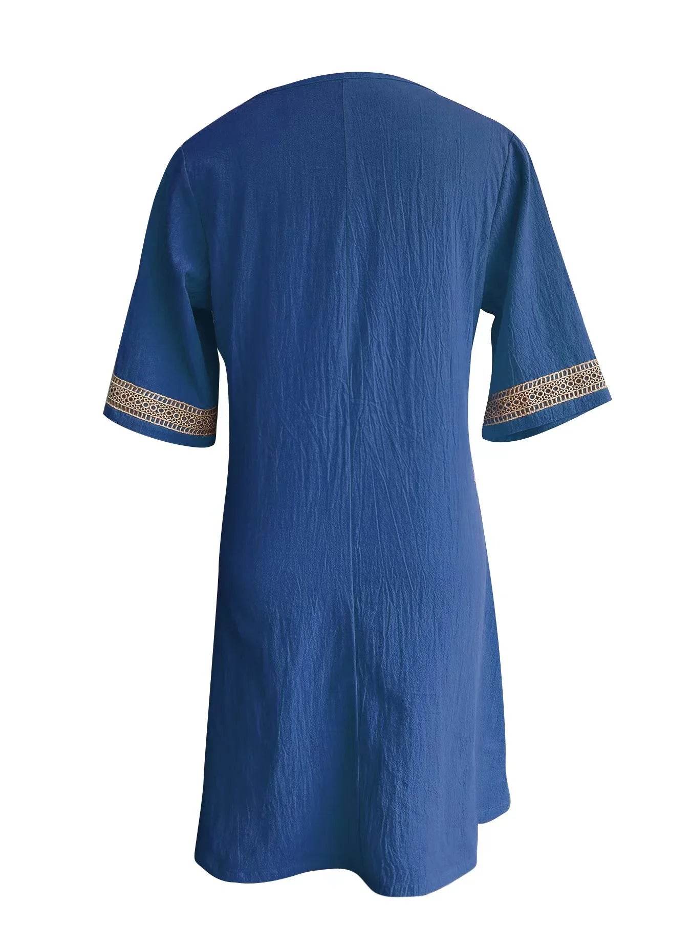 Women Cotton Linen Dress 2025 Summer Sexy V-neck White Dress Elegant Luxury Casual Solid Color Mid-Sleeve Female Y2k Streetwear - AIAZ