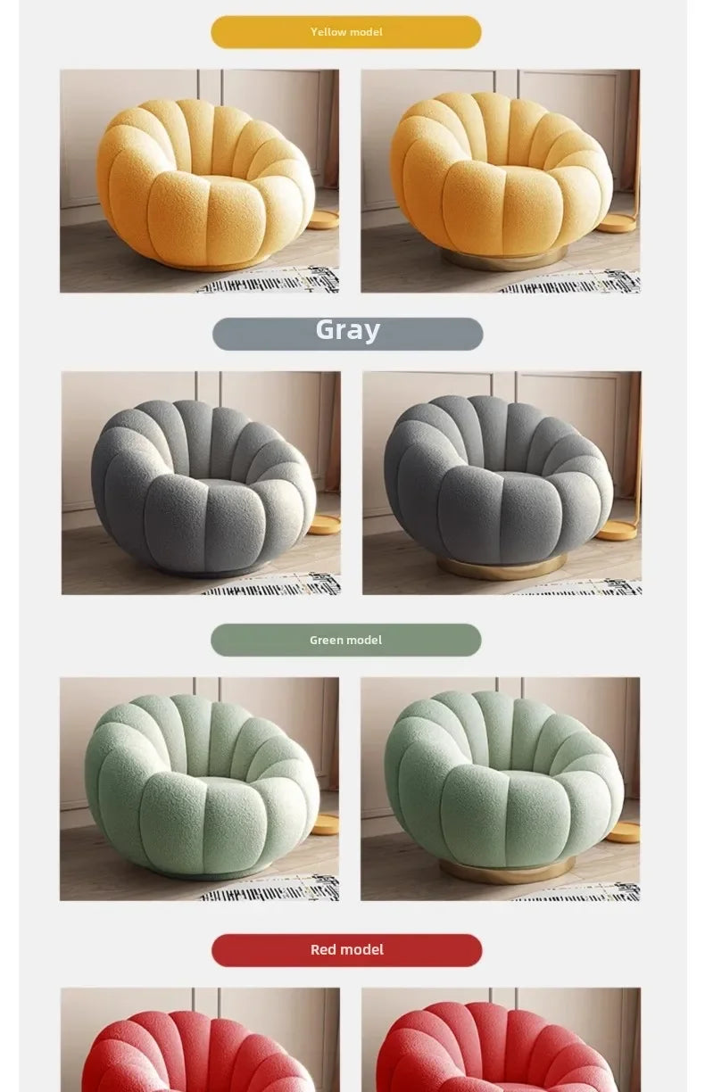 Lazy sofa that can be reclined or slept on, pumpkin sofa chair, small-sized lamb velvet fabric sofa, single sofa
