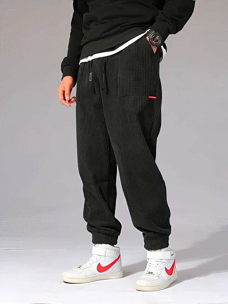 Baggy Corduroy Jogger Pants Men Tech Fleece Sweatpants Man Autumn Winter Casual Harem Pants Male Sport Thermal Trousers - AIAZ