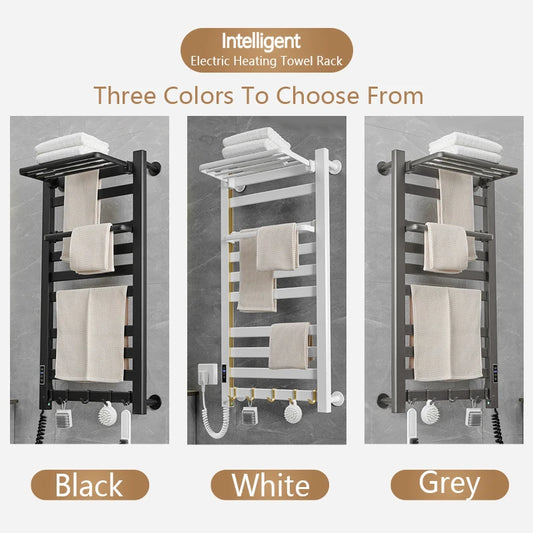 Smart Home Electric Heated Towel Rail Grey Electric Bathroom Bath Towel Dryer Warmer Heaters Punch Free Towel Rack Radiator 110v
