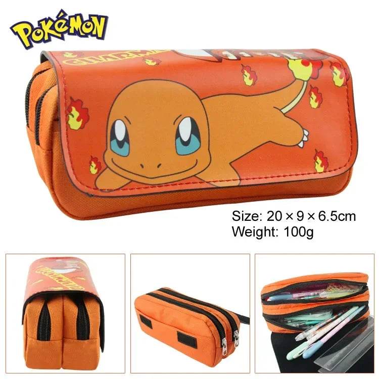 Pokemon Pencill Case School Cartoon Pikachu Black Pen Bag School Supplies Stationery Schoolbag Birthday Party Gifts for Boys - AIAZ