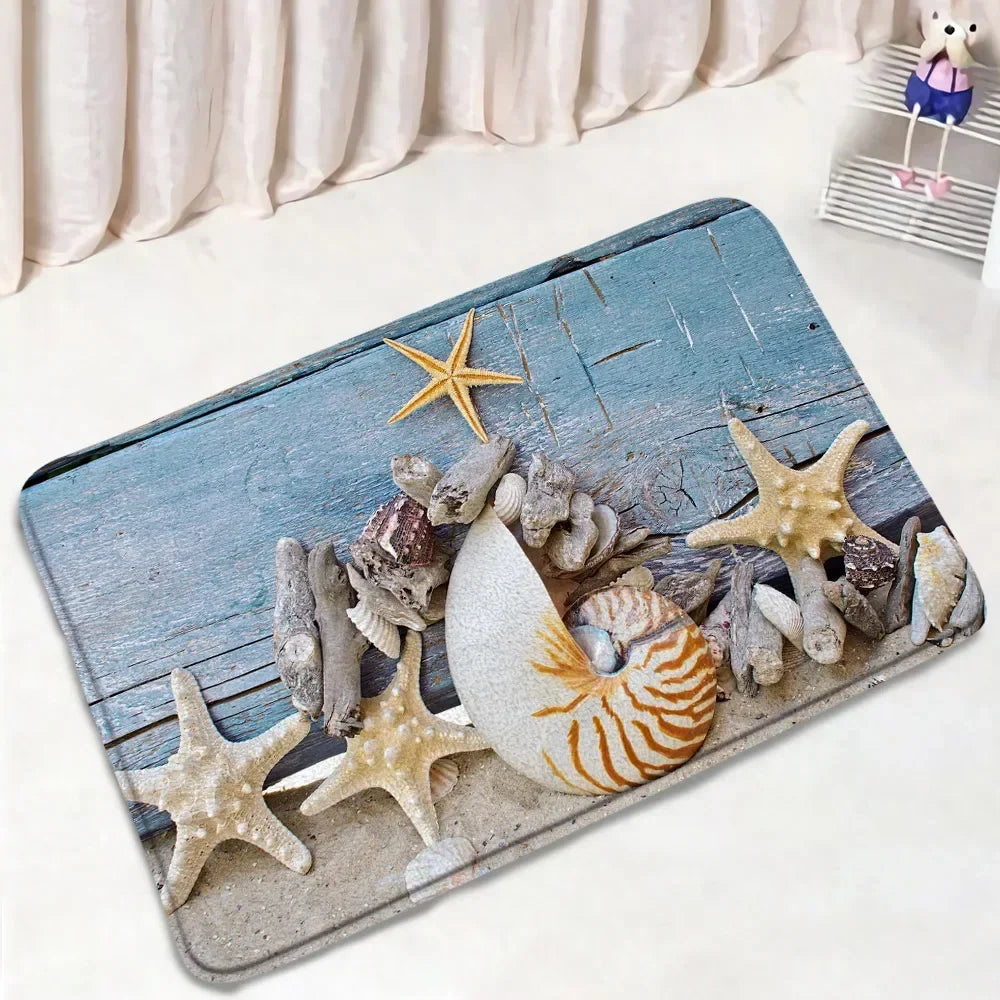 Abstract Marble Bath Mat Sets Modern Geometric Gold Lines Blue Texture Pattern Bathroom Decor Carpet Non-Slip Rugs Toilet Cover