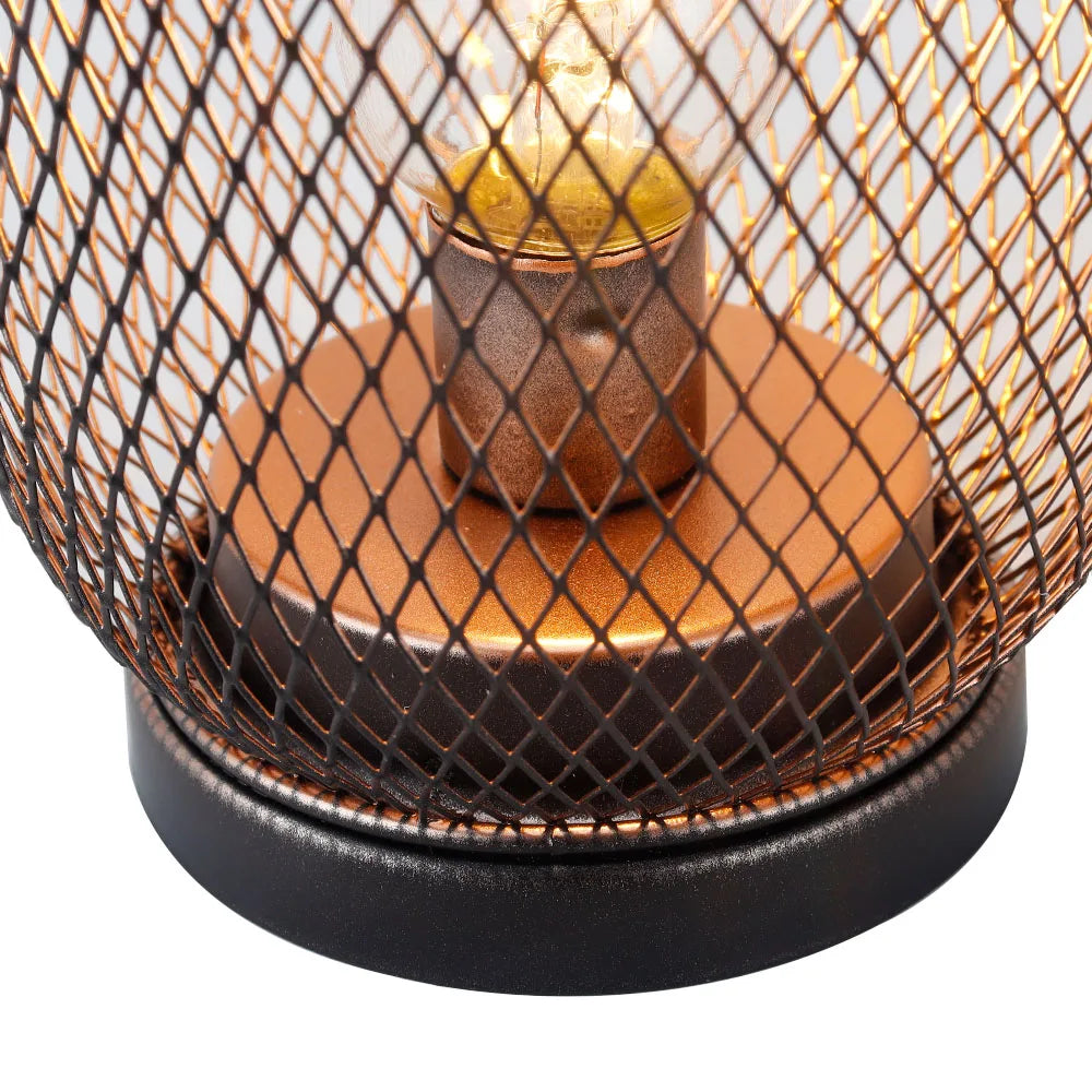 2Pcs Metal Cage Table Lamp Round Shaped LED Lantern Battery Powered Cordless Lamp for Weddings Party  Home Decor Candle Holder