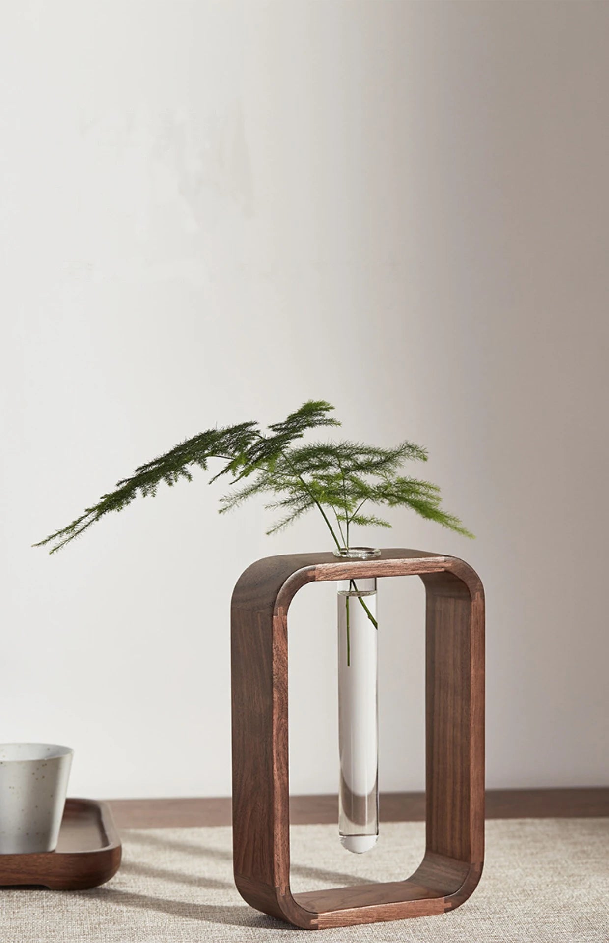 HeMu Rectangle Solid Wood Hydroponic Plant Retro Living Room Decoration Tea Room Dining Table Flower Arrangement Decoration Vase