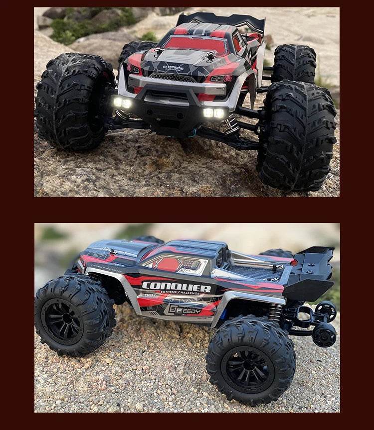 1:16 4WD RC Car 70KM/H Or 50KM/H With LED Remote Control Cars High Speed Drift Monster 4x4 Truck for Kids vs Wltoys 144001 Toys - AIAZ