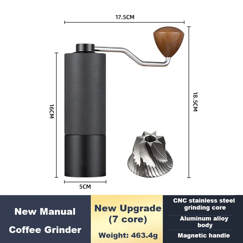 Manual Coffee Grinder Stainless Steel Conical Burr Adjustable Setting High Quality Portable Hand Grinder