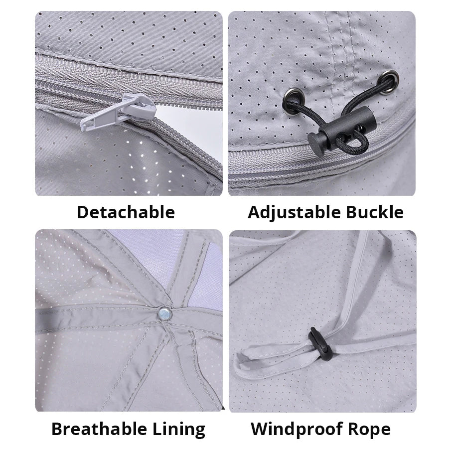 Summer Quick Drying Baseball Caps For Men Women Anti UV Sun Hat Breathable Hiking Fishing Hat Male Outdoor Detachable Shawl Hats