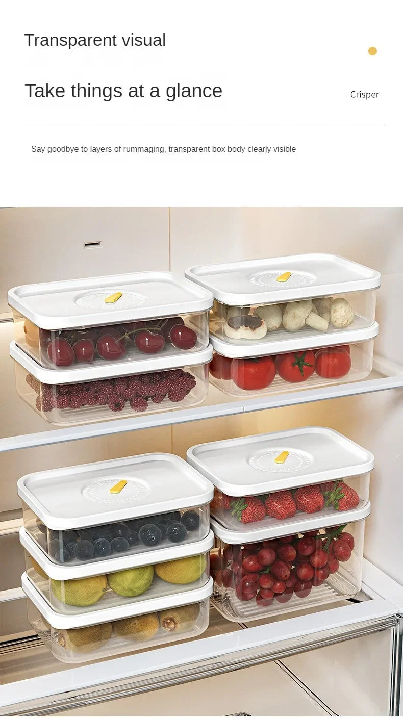 6PCS Thickened Storage Boxes Refrigerator Frozen Meat Dispenser Food Grade Crisper Food Seal Timing Box Kitchen Storage Supplies