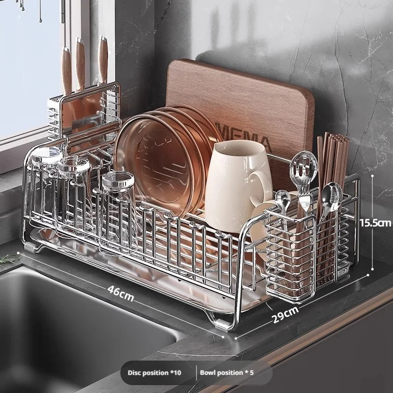 Dish Drain Rack Holder 304 Stainless Steel Bowl Drainer Tableware Cup Drying Rack Kitchen Accessories Storage Organizer Shelf