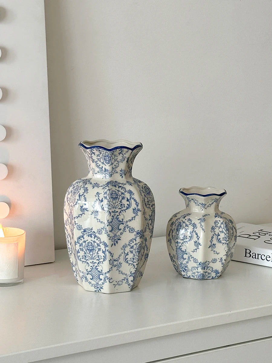 Cerc Flower Vase Decoration Jingdezhen Blue And White Porcelain Living Room Floral Arrangement Desktop Flower Ho...