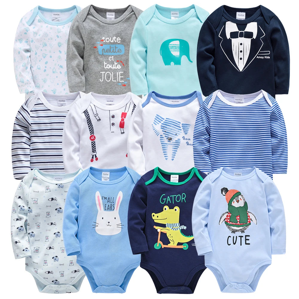 3 Pcs/Lot Newborn Baby Clothes Boys Cute Romper 100% Cotton Long Sleeve Bodysuit Baby Clothing Sets Gift Infant Jumpsuit 0-24M