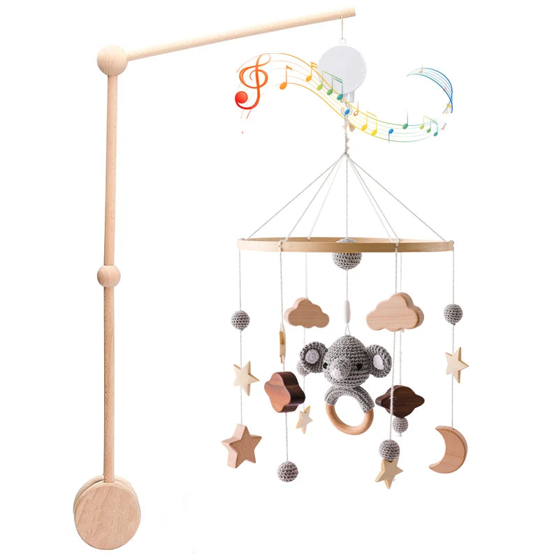 3pc/set Baby Wooden Bed Bell Bracket Mobile Hanging Rattles Toy Hanger Baby Crib Mobile Bed Bell Wood Toy Holder Arm Bracket