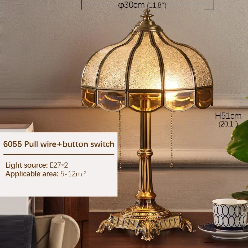 TEMAR Brass Table Lights  Modern European Creative Luxury Glass Copper Desk Lamp For Home Living Room Study Bedroom LED lamp