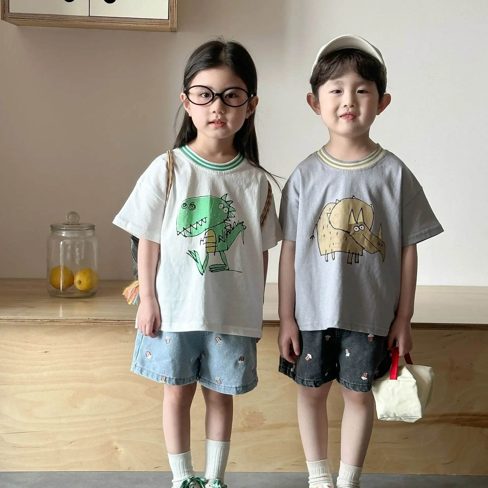 Fashion Cartoob Print Denim Kids Shorts Girls Pants Summer 2025 New Boys Summer Clothes Baby Loose Casual Pants - AIAZ