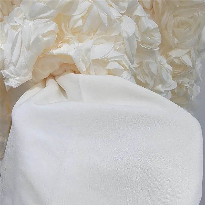 Skirt for Women 2025 Summer Versatile Three Dimensional Flower Mid-calf Skirt High Waist Big Swing Fashion A-line Long Skirts - AIAZ