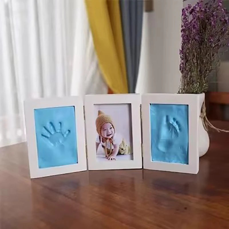 New Baby Handprints Footprints Hands Feet Mold Maker Baby Photo Frame With Cover Fingerprint Mud Set Baby Growth Memorial Gift