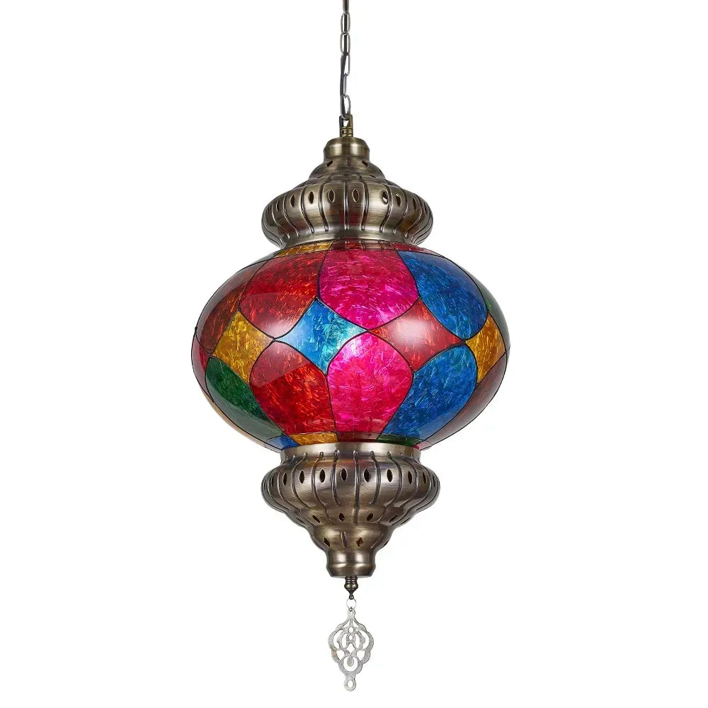 Artpad Turkish Mosaic Chandelier Ceiling Moroccan Living Room Bedroom Colorful Glass Chandelier Lamp Lighting