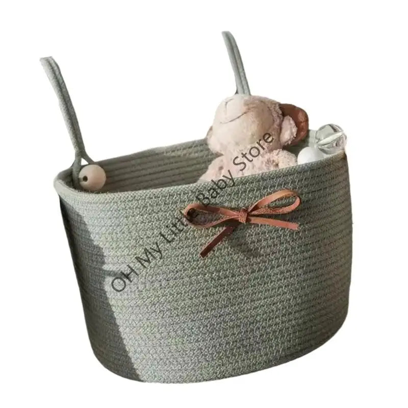 Baby Crib Storage Bag Cotton weave Large Pouch Newborn Bed Headboard Organizer for Kids Baby Bedding Diaper Toys Bag