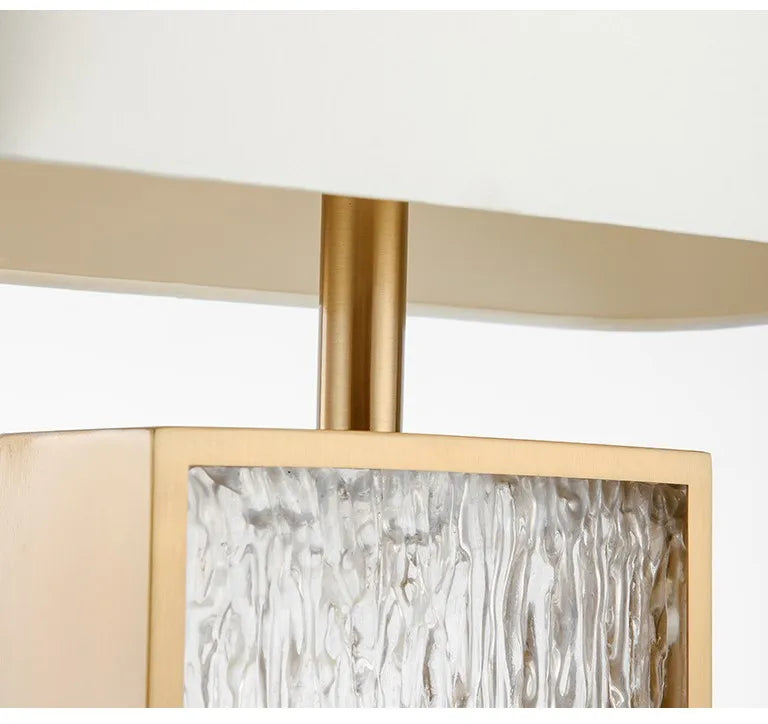 Modern Minimalist Luxury Table Lamp Corrugated Glass Gold Frame Led Desk Light for Bedroom Bedside Study Living Room Home Decor