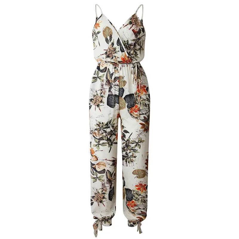 Female Jumpsuit For Women 2025 Summer Floral Print Womens Trousers Bohemian Rompers Jumpsuit Long Pants Overalls Female mujer - AIAZ