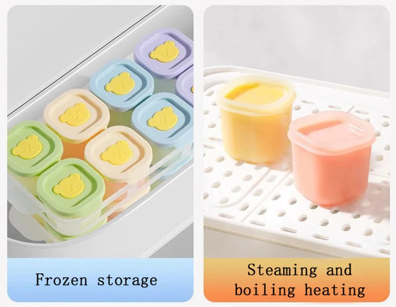Baby complementary food box storage frozen compartment baby bear silicone mold complementary food packaging box